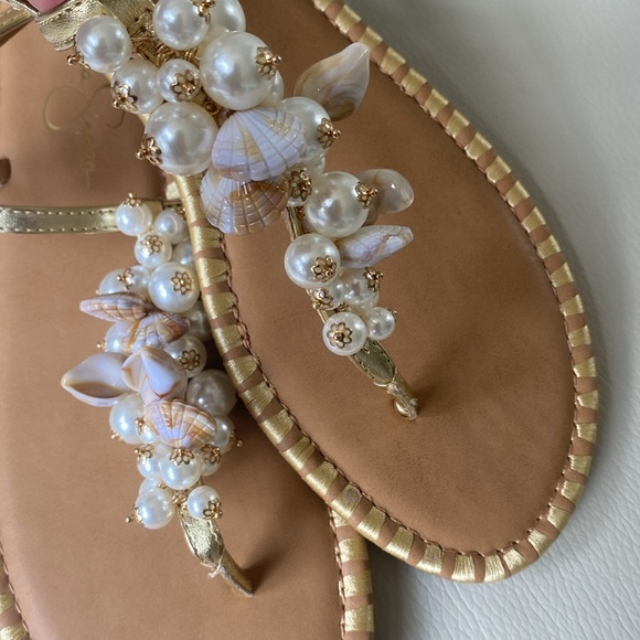 Seashell & Pearl T-strap sandals Jessica Simpson - Picture 5 of 8